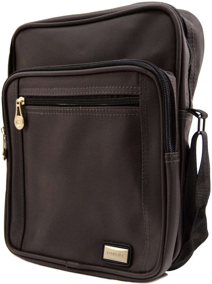 image 1 of Lorenz Smooth Canvas Style Travel / Work 'Small Messenger' Shoulder Bag | Brown | Brown