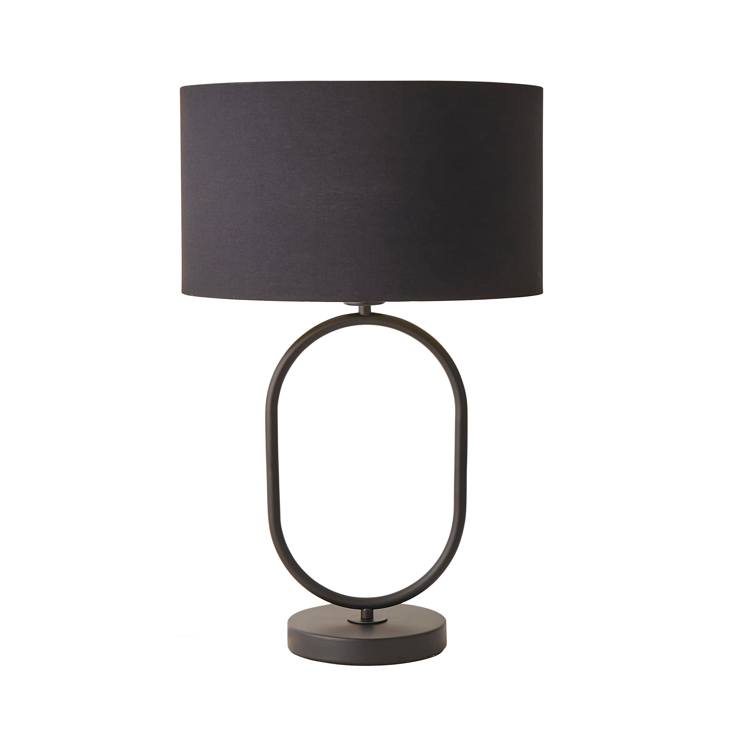 ValueLights Antonia Black & Metallic Gold Drum Shade Matte Black Oval Table Lamp