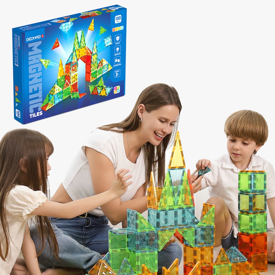 image 1 of Geomag Magnetic Tiles Gems 100 pieces