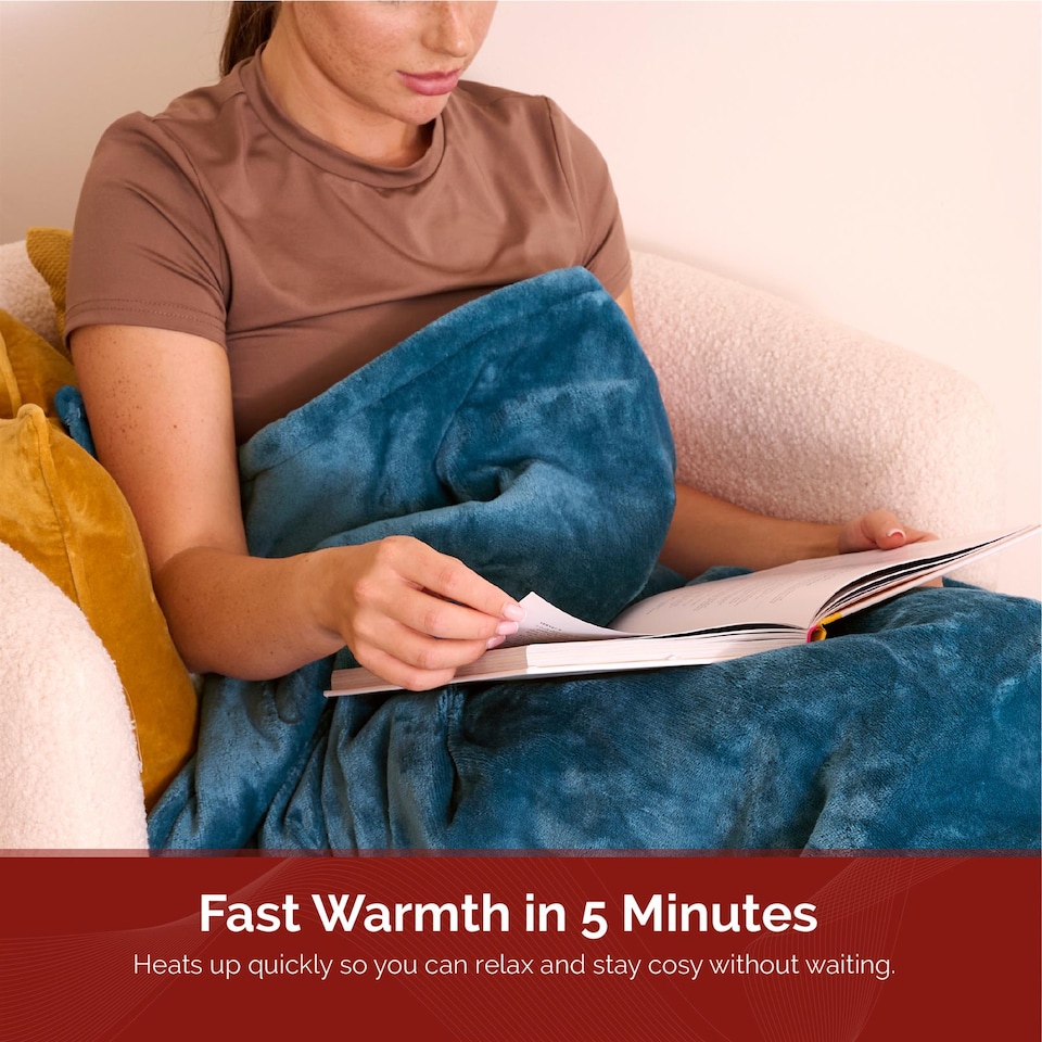 image 1 of Rediffusion Electric Blanket, CosySnug, Luxury, 160x120cm, Soft Flannel and Plush Teddy Fleece, Digital Remote, Energy-Efficient 120W, Machine Washable, Teal - RED160120TT