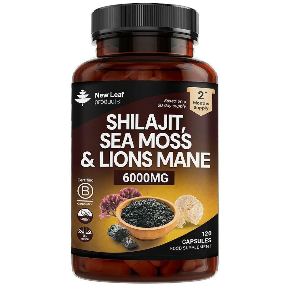 image 1 of Shilajit, Sea Moss & Lion's Mane Capsules - Mood & Anxiety Support - Vegan 120 Capsules