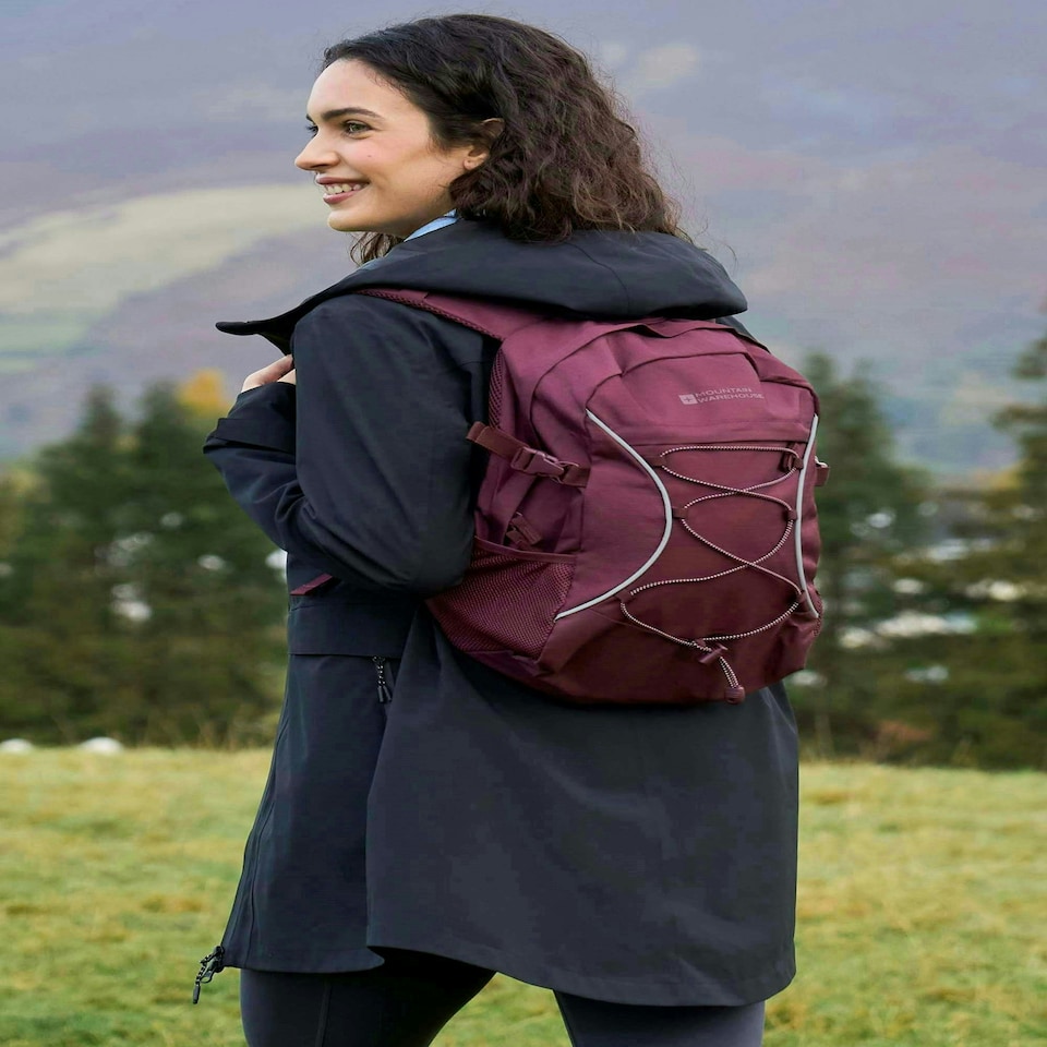 image 1 of Mountain Warehouse Bolt 18L Backpack Rucksack Padded Straps Multi Pocket Day Bag Red | Burgundy