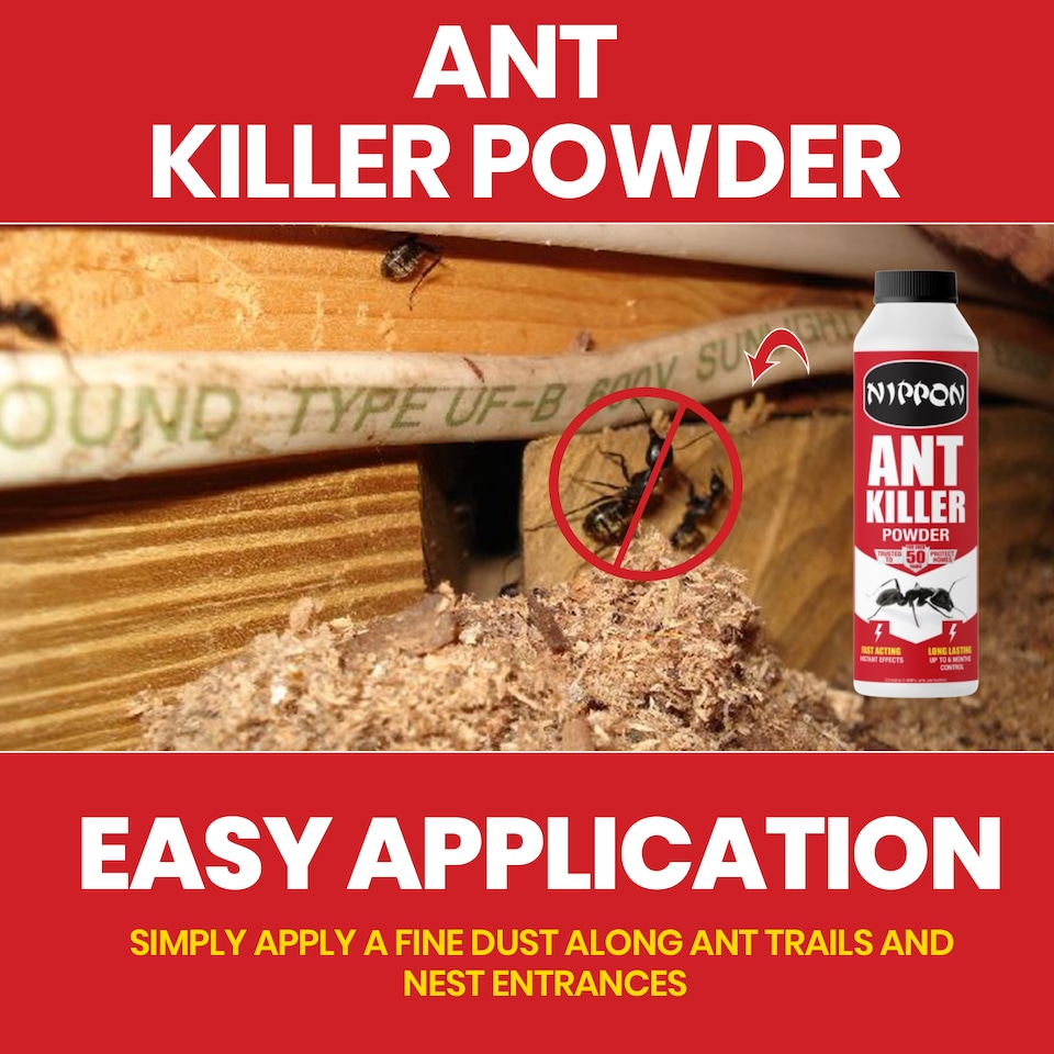 image 1 of Nippon Ant Killer Powder 500g Fast-Acting Crawling Insect Control Indoor & Outdoor Use Kills on Contact Up to 6 Months Protection | White | 1