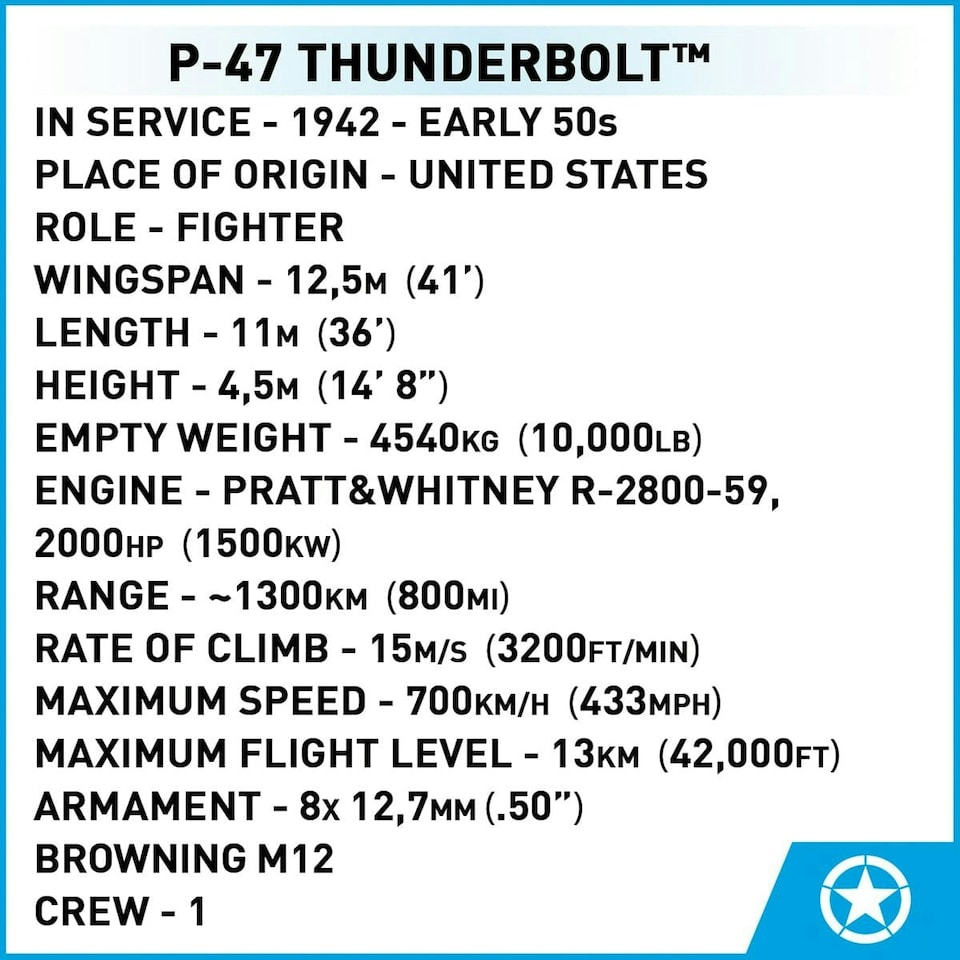 image 1 of Thunderbolt P-47 brick plane model - COBI 5737 - 475 bricks