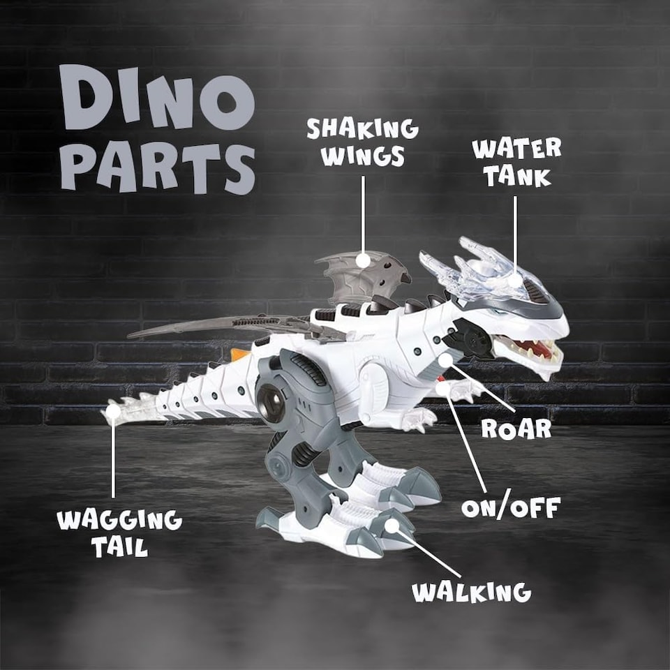 image 1 of Alivio Fire-Breathing Dinosaur Toy with Lights & Sounds (white)