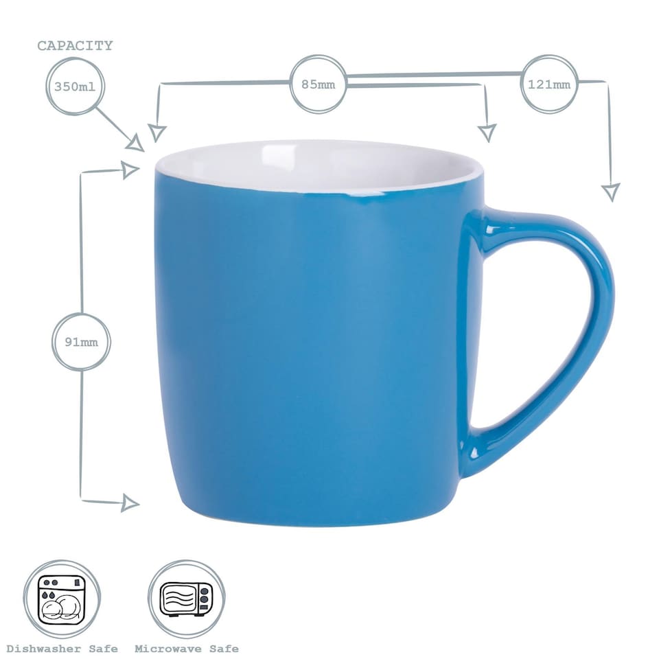 image 1 of Argon Tableware Coloured Coffee Mugs - 350ml - Blue - Pack of 4 | Blue | Blue | 4