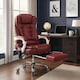 image 2 of Neo Office Chair Brown Faux Leather with Massage Function & Footrest | Red