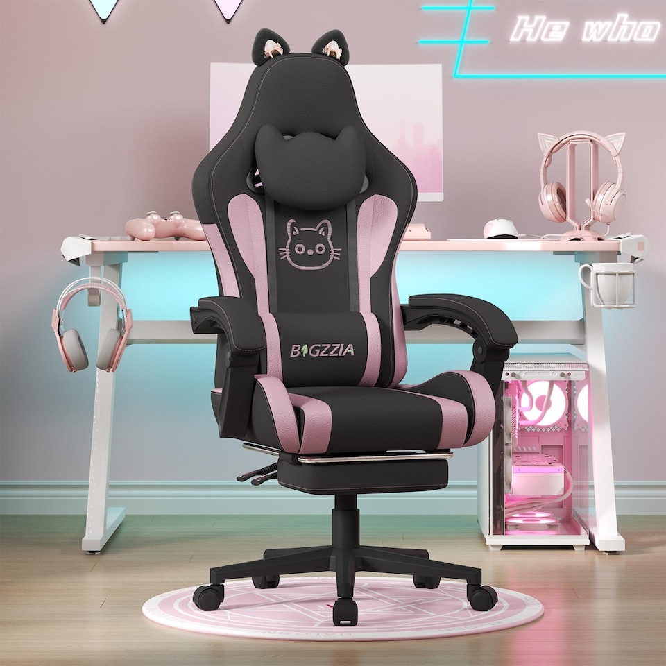 image 1 of Rattantree Ergonomic Gaming Chair with Massage Support & Footrest