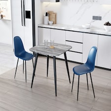 Aspen Grey Oak Effect 80cm Square Dining Table with 2 Moulded Curve Design Chairs - Compact Kitchen and Dining Set | Grey | Grey Oak Effect | One Size | 1