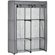 image 1 of HOMCOM Fabric Wardrobe w/ 4 Shelves 2 Hanging Rails Foldable Closets Light Grey