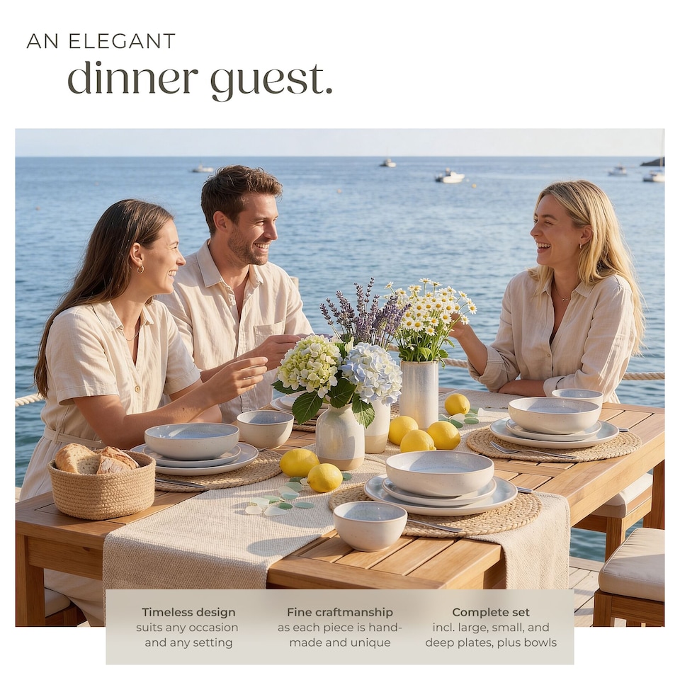 image 1 of Dinner Set Mare in Glazed Stoneware for 6 People, Microwave- and Dishwasher-Safe | Grey | grey | 1