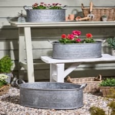 Malvern Set of 3 Metal Tub Planters Grey