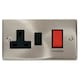 image 1 of SE HOME Satin / Brushed Chrome Cooker Control 45A With 13A Switched Plug Socket Black | Satin Chrome