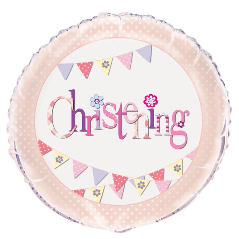 image 1 of Christening Pink Foil Helium Balloon 46cm / 18 in