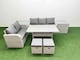 image 1 of Fimous 7 Seater PE Rattan Wicker Garden Furniture Patio Conservatory Sofa Set with Rectangular Dining Table 3 Seater Sofa Love Sofa 2 Stools 2 Side Table