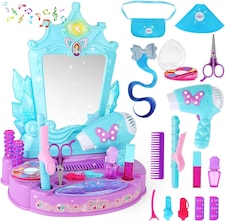 Princess Toy Vanity with Lights and Sounds Pretend Play Beauty Salon Makeup Kit for Toddlers 3 plus