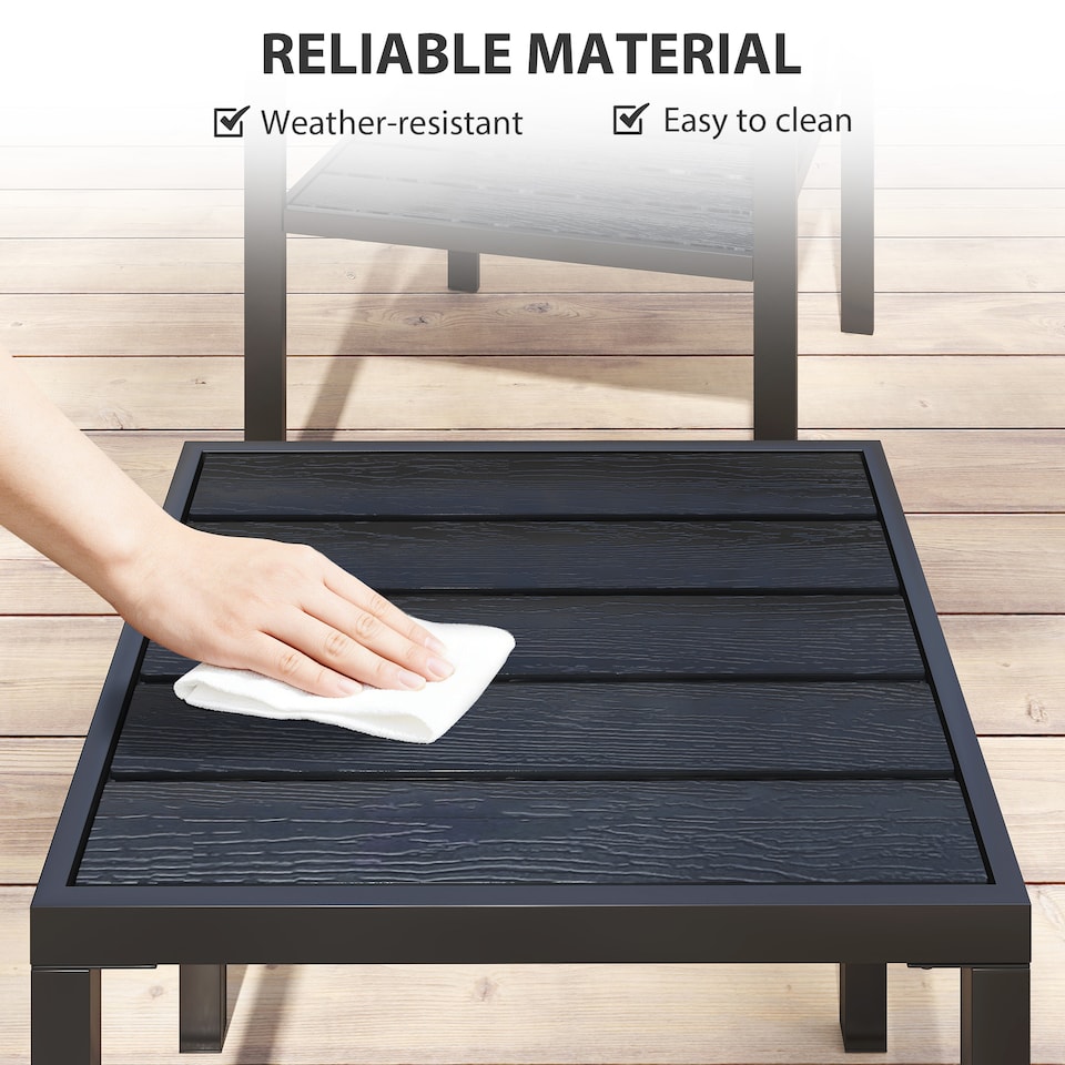 image 1 of Outsunny 3 Pieces Garden Bistro Set for 2, Outdoor Bistro Table and Chairs | Black | Black | Chair: 55.5W x 71D x 76.5H cm; Table: 50.5L x 48.3W x 42H cm