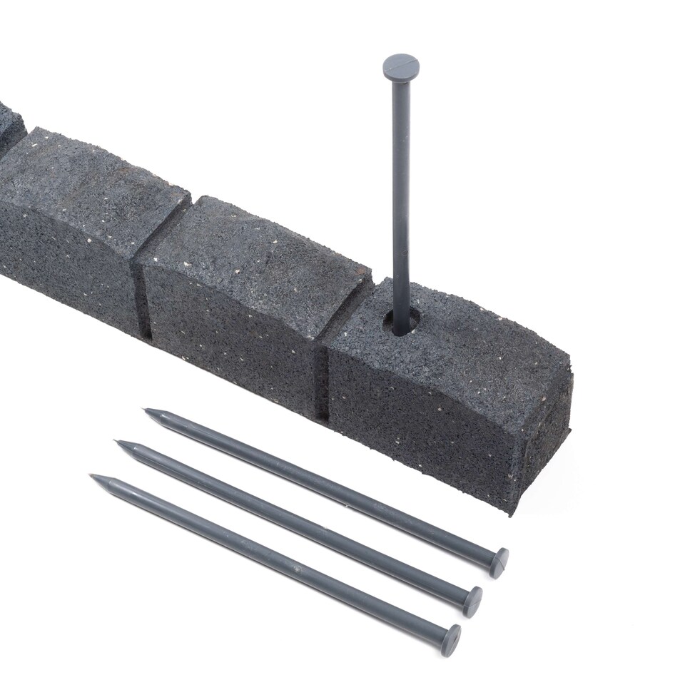 image 1 of Recycled Rubber Roman Stone Garden Border 1.2m - Grey - Pack of 8 | Grey | Grey