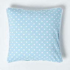 Homescapes Cotton Blue Polka Dots Cushion Cover - 45 x 45 cm | Blue | Blue | 45 x 45 cm