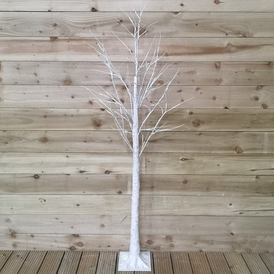 image 1 of 1.8m (6ft) Indoor Outdoor Christmas Lit Birch Tree with 80 Ice White LEDs