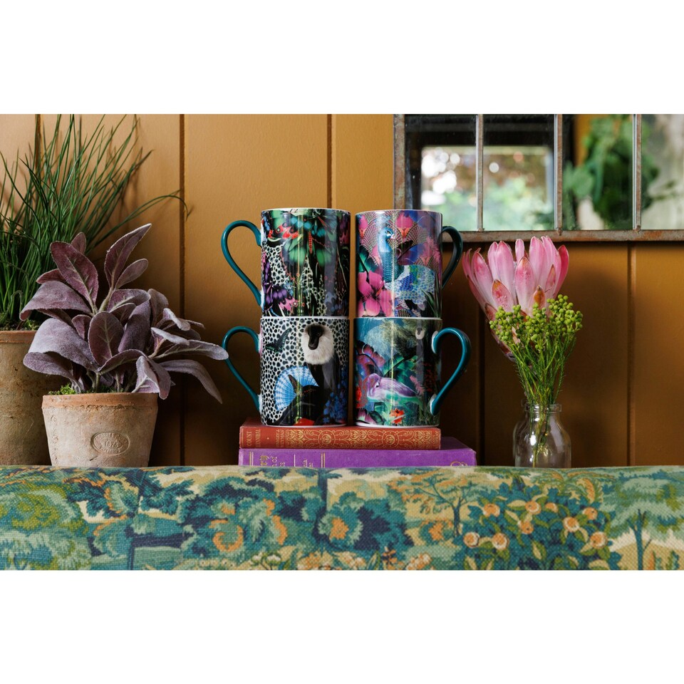 image 1 of Mikasa x Sarah Arnett Porcelain Mug, 350ml, Monkey Print Multi