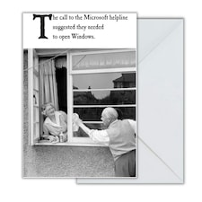 Funny Birthday Card for Men or Woman Friend. "The Call to the Microsoft helpline�.", Black & White