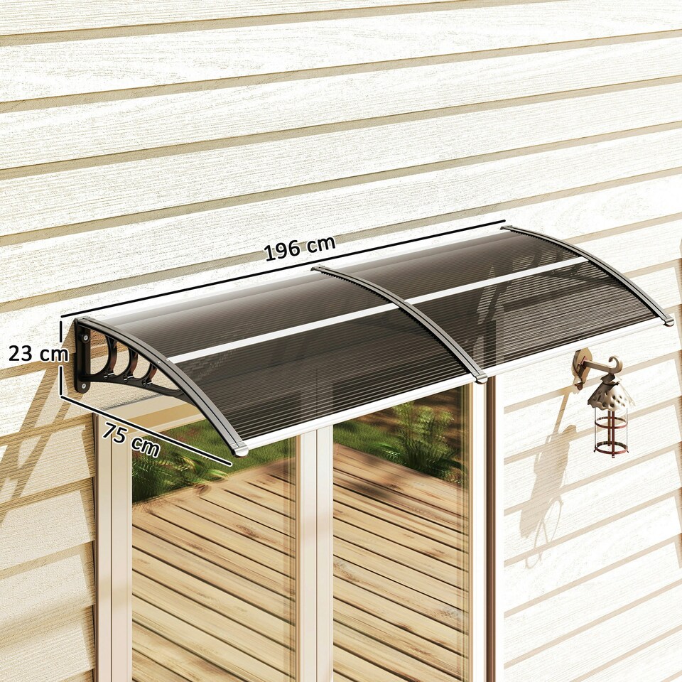 image 1 of Outsunny Door Canopy Awning Outdoor Window Rain Shelter for Door 196 x 75cm | Black | Black | 1