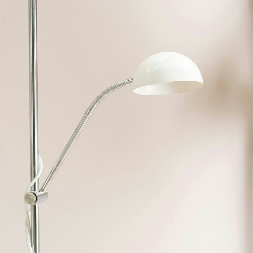 image 1 of ValueLights Orion White Metal Father Son Upright and Side Adjustable Floor Lamp