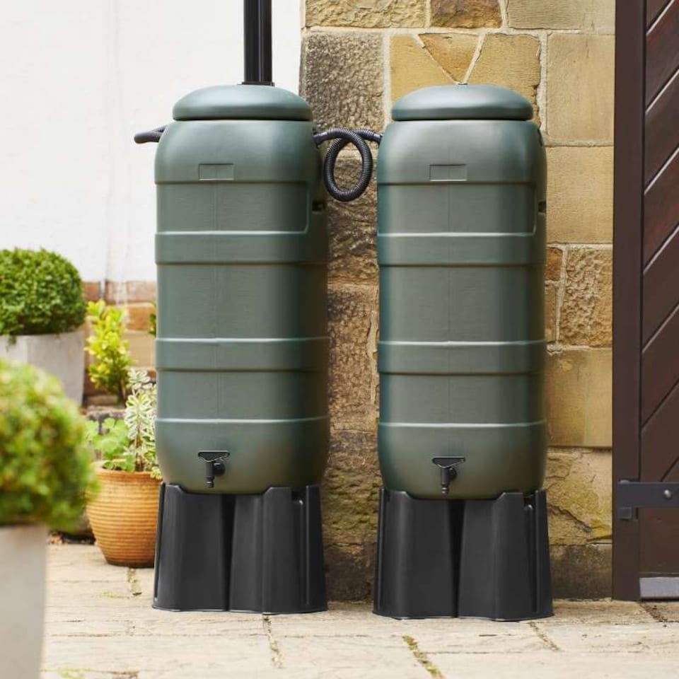 image 1 of Mini Rainsaver 100 Litre Green Water Butt Double Kit | Green | Dark Green | 100 Litre | 1