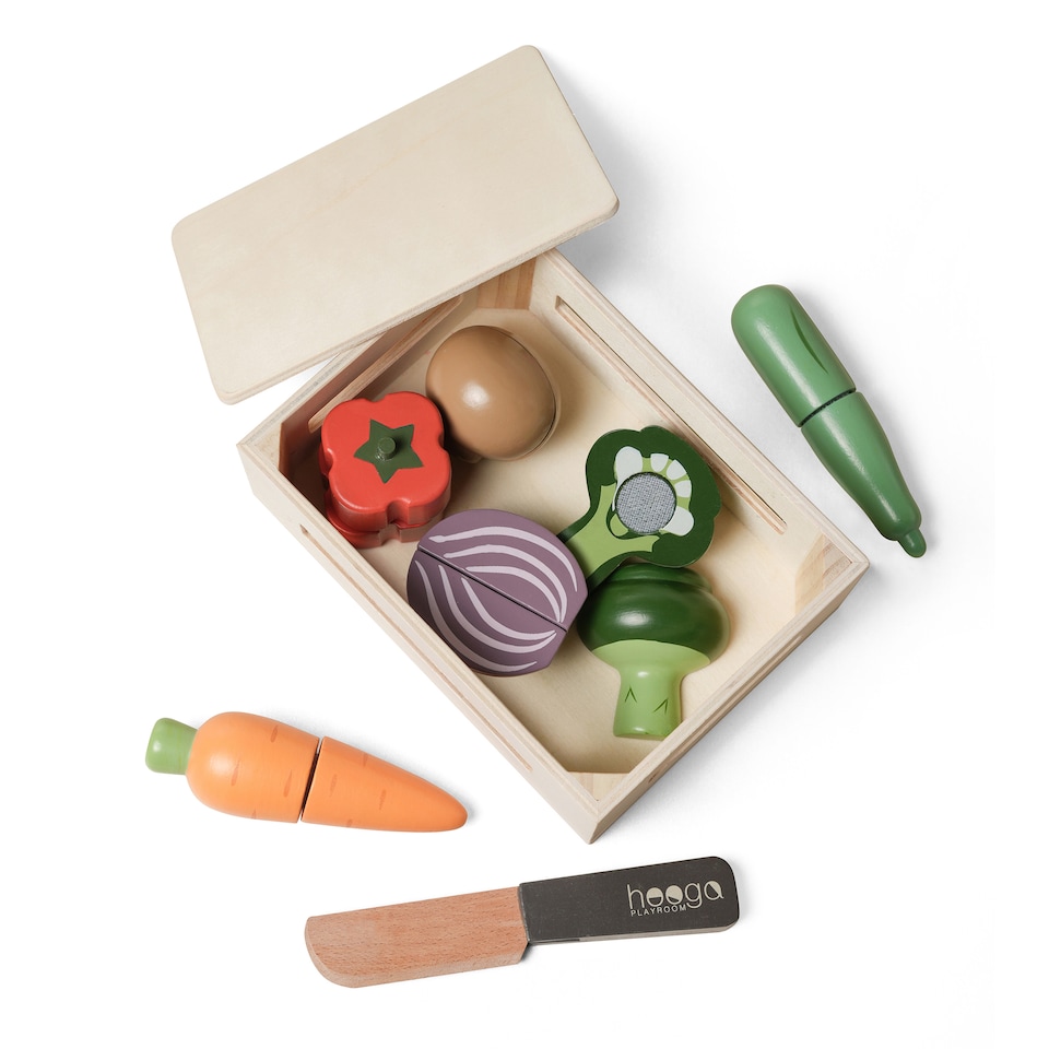 image 1 of Hooga Playroom Cutting Play Food - Role Play Wooden Vegetables