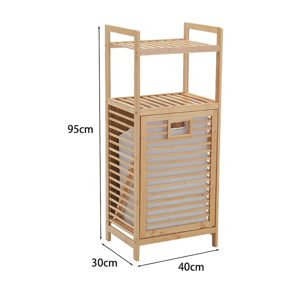 image 1 of Living and Home Bamboo Laundry Hamper Basket with Liner Bag