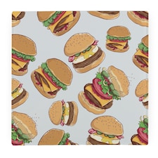 Cheeseburgers Large Square Worktop Protector - Smooth Glass Chopping Board