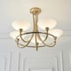 image 5 of Cagney 5 Light Semi Flush Multi Arm Ceiling Light Antique Brass, White Glass, G9