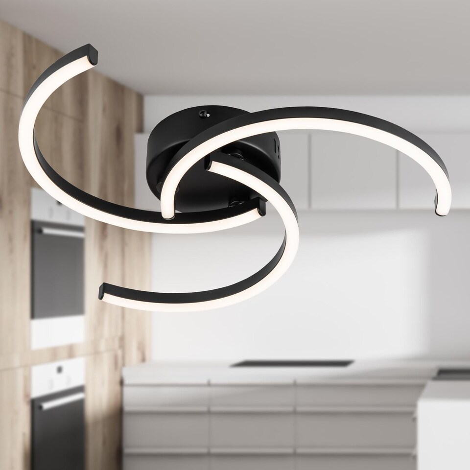 image 1 of Curve - Black LED Flush Ceiling Light | Black | 1
