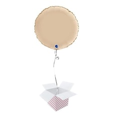 Satin Cream Round Shape Foil Helium Balloon - Inflated Balloon in a Box