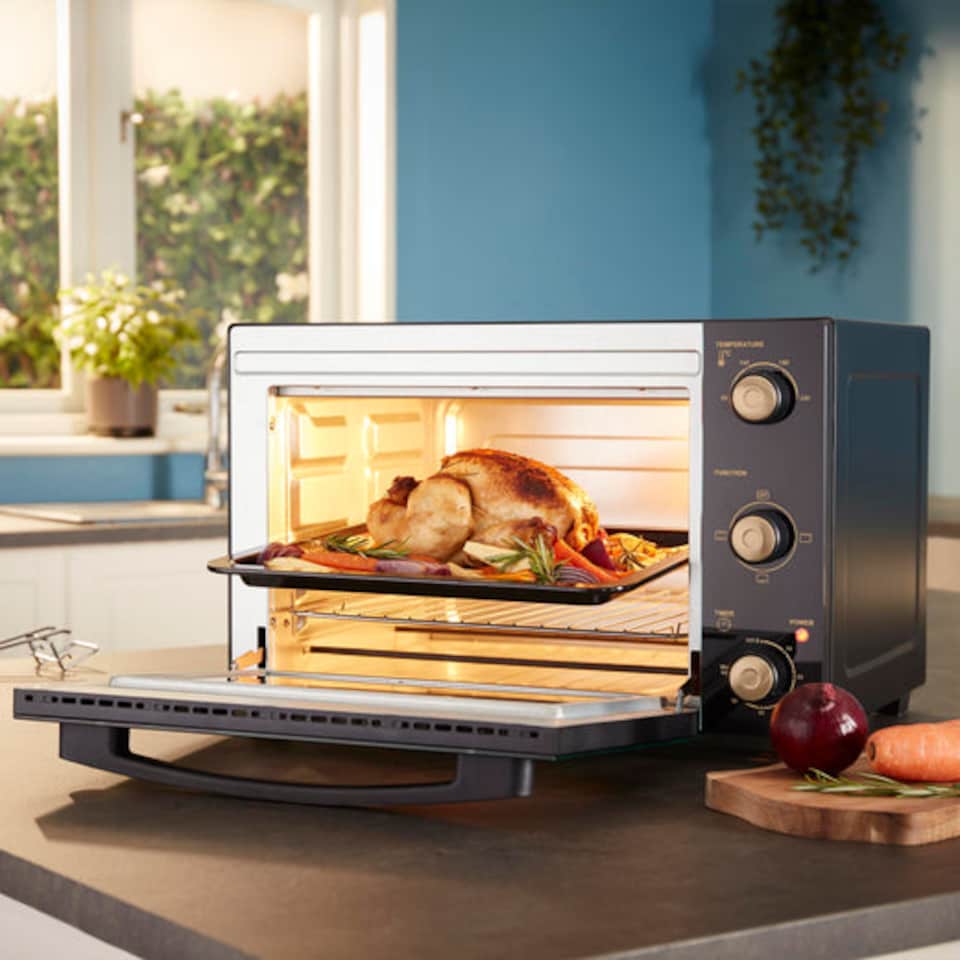 image 1 of Cooks Professional 34L Mini Oven - Electric Multifunction Countertop Grill Cooker | Black | Black & Copper | 34L