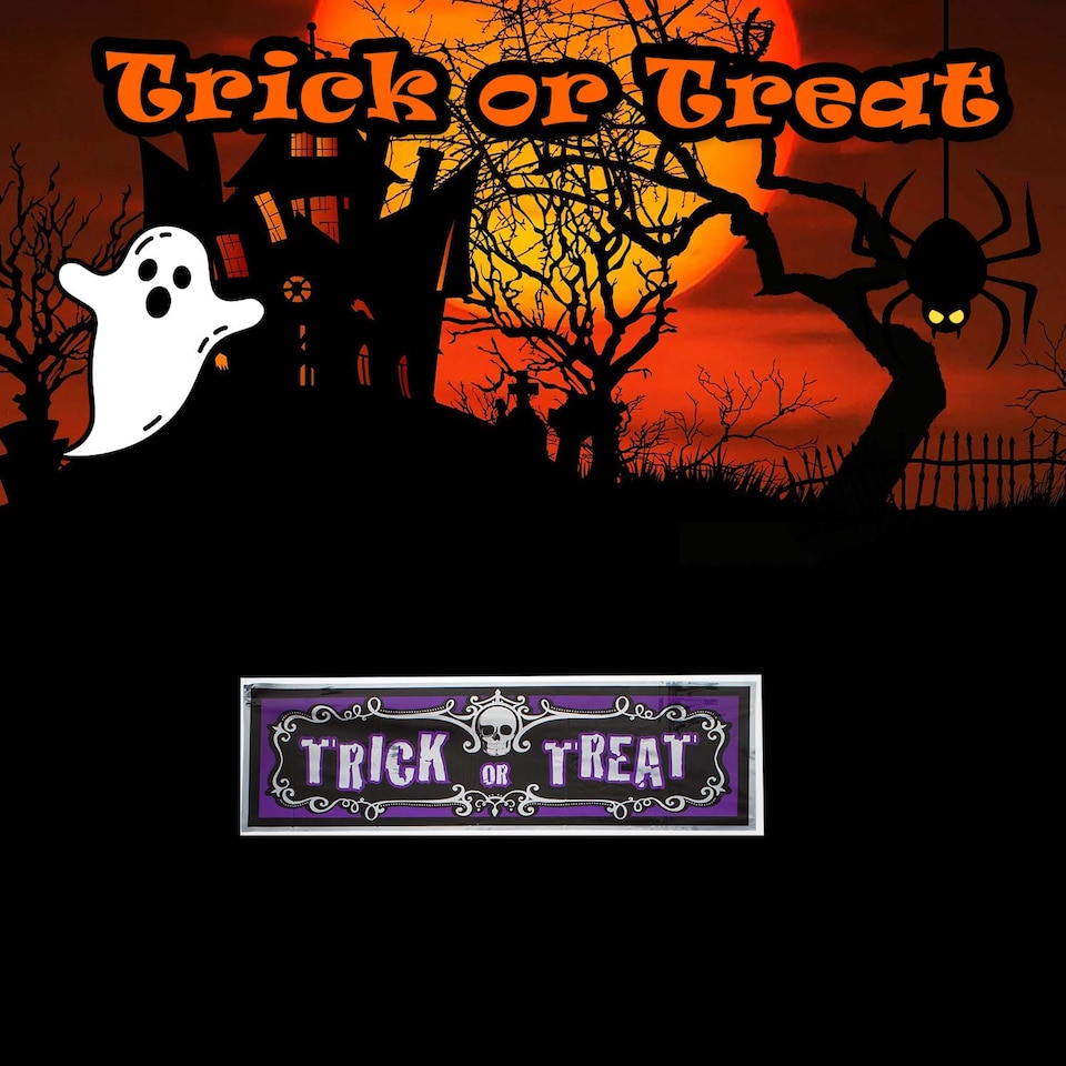 image 1 of PMS Trick Or Treat Banner Decoration 3ft 90cm
