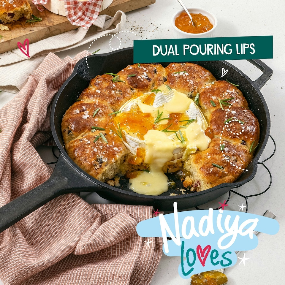 image 1 of Prestige Cast Iron Skillet Frying Pan - Pouring Lips, Induction Oven Safe - 25cm