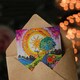 image 3 of Colourful Hippy Folk Art Flowers Sun Trees Landscape Greeting Card