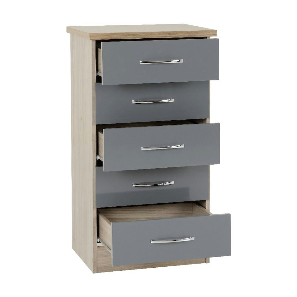 image 1 of Nevada 5 Drawer Narrow Chest White
