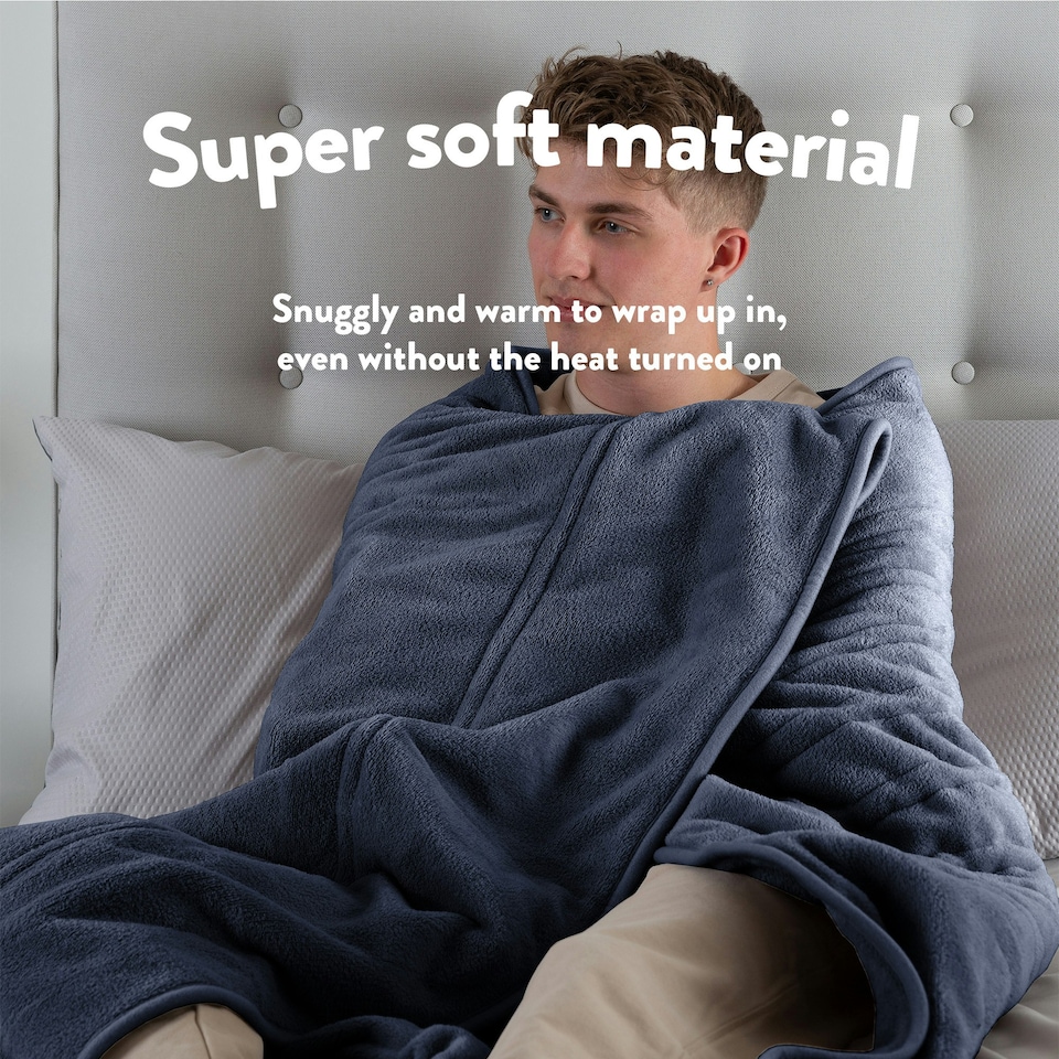 image 1 of Slumberdown Comfy Hugs Heated Throw, Indigo Blue