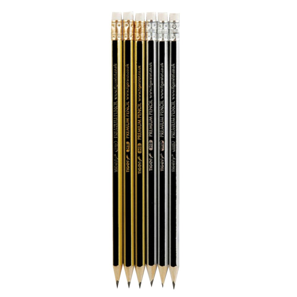 image 1 of Tiger Stationery Premium Eraser Tip HB Pencils - Multicoloured - One Tub of 72