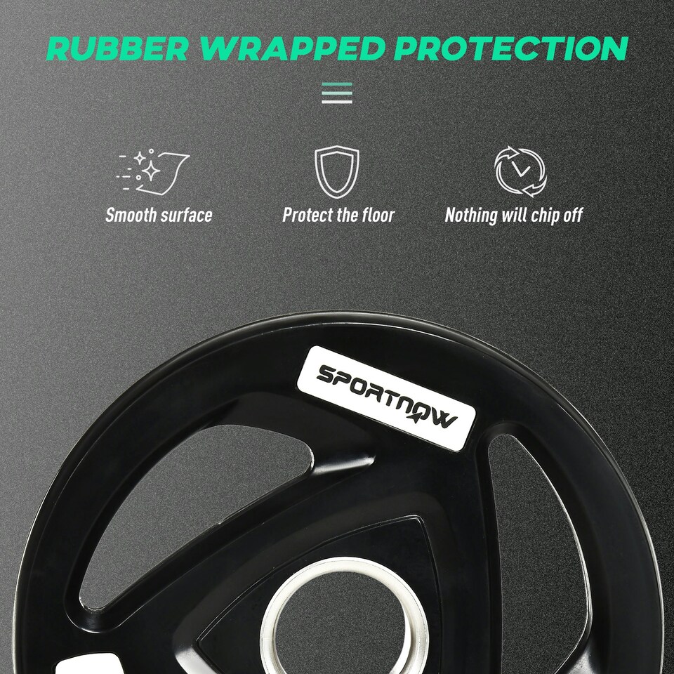 image 1 of SPORTNOW Two 5kg Olympic Weight Plates for Barbell, with Tri-Grips