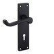 image 3 of Golden Grace Victorian Scroll Lever Lock Door Handles in Matt Black Finish with Black 3 Lever Lock & Keys - 150mm x 40mm Black