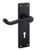 image 3 of Golden Grace Victorian Scroll Lever Lock Door Handles in Matt Black Finish with Black 3 Lever Lock & Keys - 150mm x 40mm | Black | 1 Set