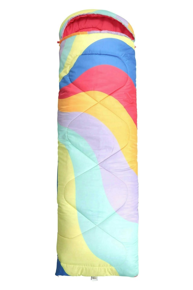 image 1 of Mountain Warehouse Apex 250 Square Sleeping Bag with Carry Bag Two Way Zip Bed | Multi | Rainbow