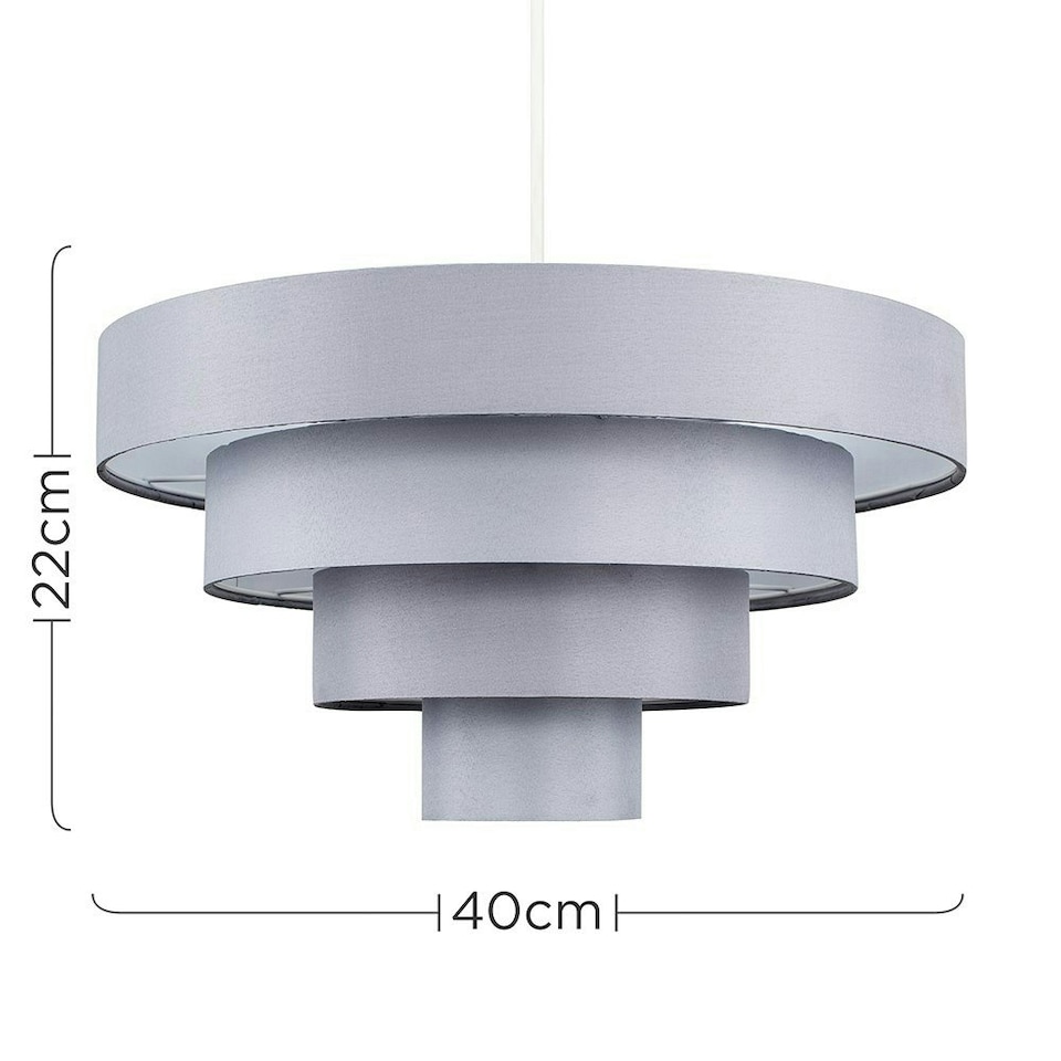 image 1 of ValueLights Modern 4 Tier Grey Fabric Ceiling Pendant Light Shade