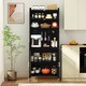 image 2 of COSTWAY Kitchen Pantry Storage Cabinet with Large Countertop Black