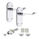 image 2 of Golden Grace 4 Sets Victorian Epsom Design Scroll Door Handles Latch in Polished Chrome with 1 Pair of 3" Ball Bearing Hinges & Latches Pack - 168mm x 40mm | Chrome | 4 Set