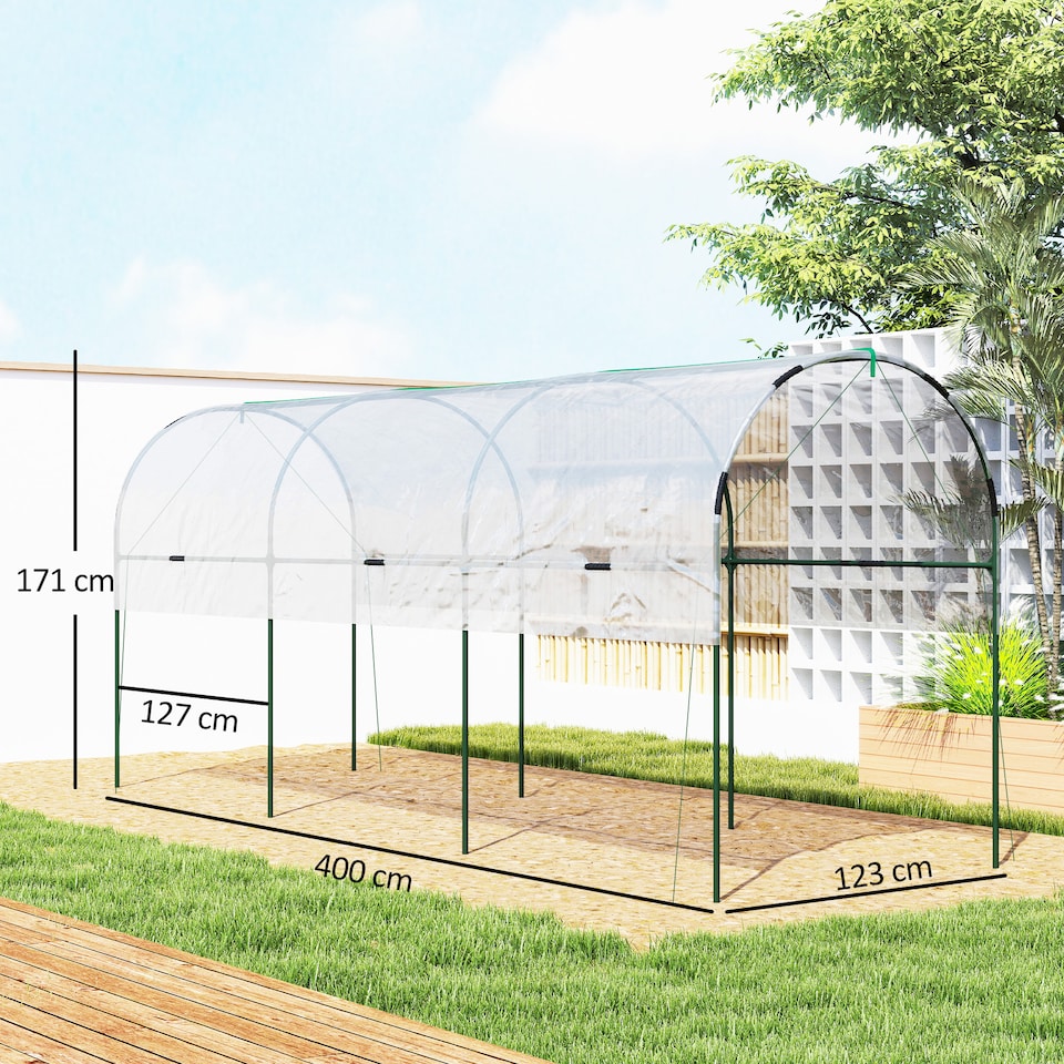 image 1 of Outsunny Tomato Greenhouse with Top Tap, Pointed Bottom and Guy Ropes, Clear